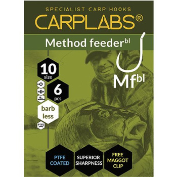 Hak Carplabs Method Feeder Barbless 14 Tytanowa Szarość Oczko 6 szt.